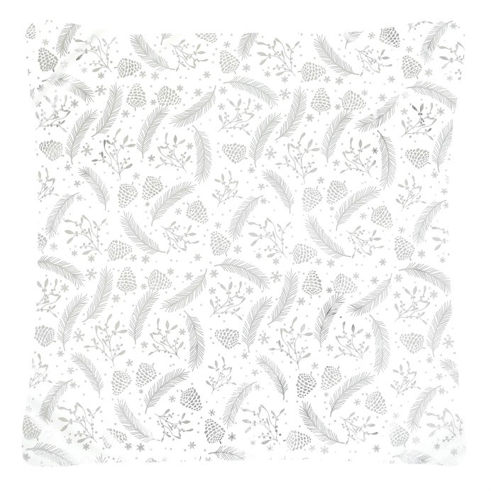 Polštář sametový s výplní stříbrný vánoční vzor polyester  45 x 45 x 15cm